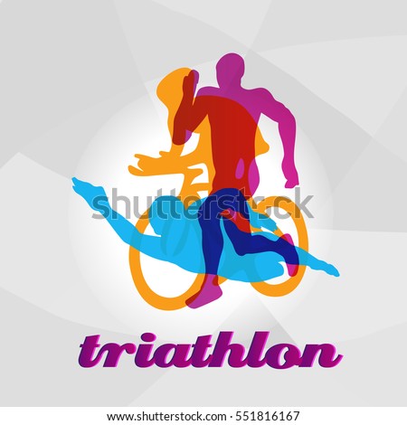 Color Flat Logo Triathlon Vector Figures Stock Vector 551816167 ...