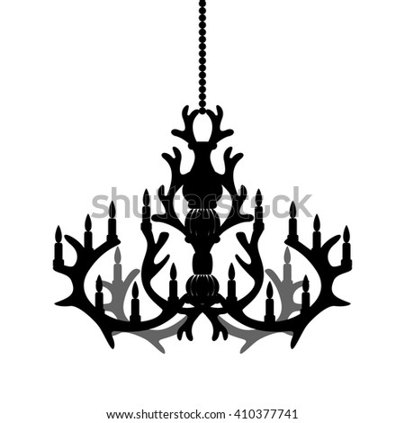 Chandelier Silhouette Isolated On White Background Stock Vector
