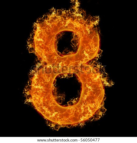 Fire number 8on a black background - stock photo