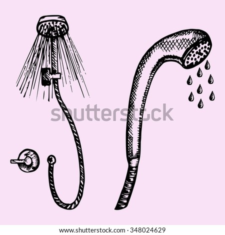 Shower Head Drawing set shower head flowing water doodle stock vector 320540663 Shower Head Drawing set shower head flowing water doodle stock vector 320540663
