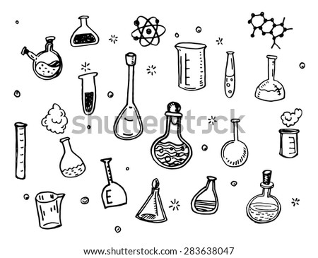 Hand Drawn Chemistry Flasks Doodles Set Stock Vector 283638047 ...