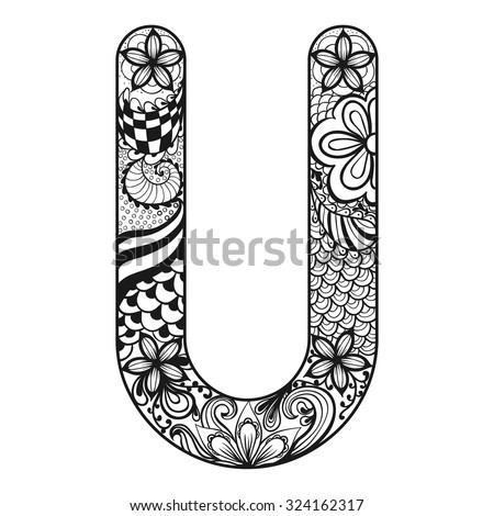 vector letter u Stock Vector Letter Stylized Zentangle Alphabet U Lace