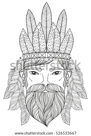 Vector Zentangle Portrait Man Mustache Beard Stock Vector 