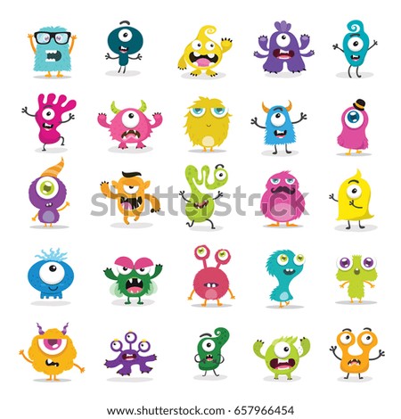 Cute Monster Set Stock Vector 657966454 - Shutterstock