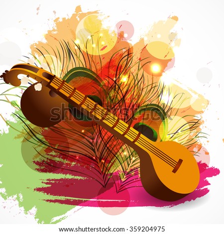 Vector illustration of a Traditional musical instrument Veena with 