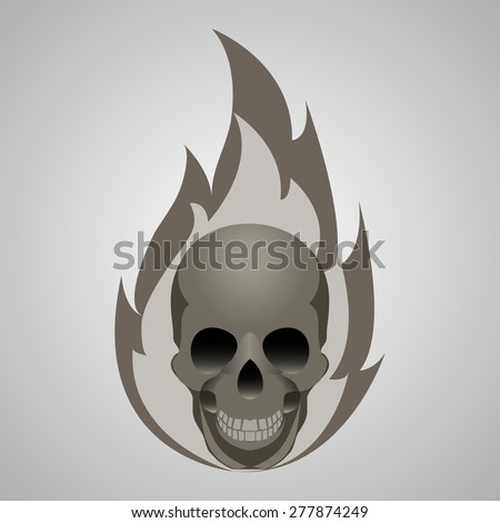 Flame Skull Black White Stock Vector 130576136 - Shutterstock