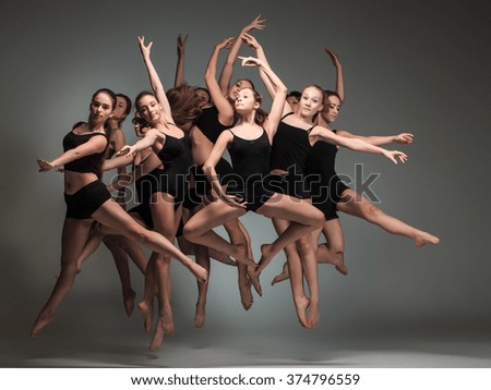 The group of modern ballet dancers