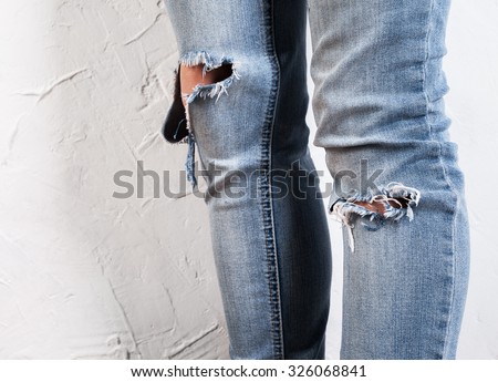 Ripped Jeans Female Feet Stock Photo 296589164 - Shutterstock