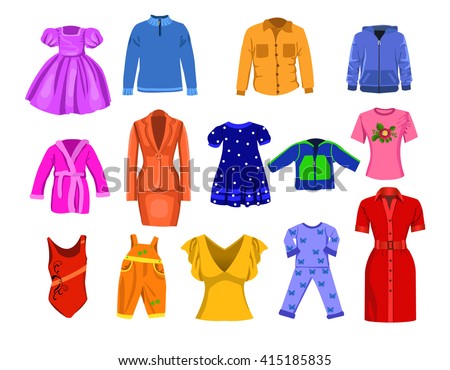Set Cartoon Clothes Girl Boy Vector Stock Vector 115954132 - Shutterstock