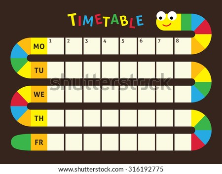 stock vector school timetable timetable of lessons for students with snake designed especially for children 316192775