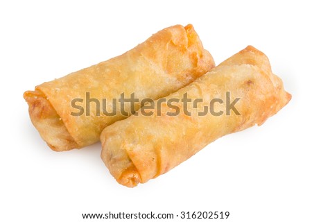 Fried Spring rolls on white background