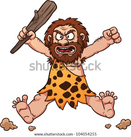 cave man dragging a carcass
