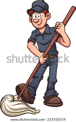 Cartoon Janitor Vector Clip Art Illustration Stock Vector 231920554