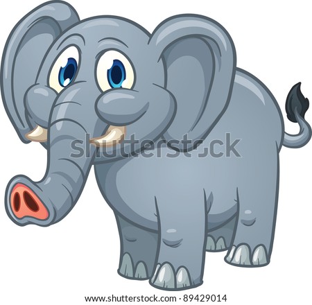 Cute cartoon elephant. Vector illustration with simple gradients. All in a single layer.