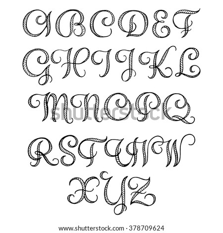 hand drawn calligraphic font your design stock vector royalty free