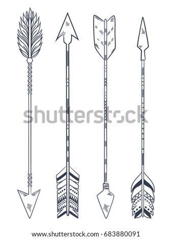 Arrow Set Native American Indian Style Stock Vector 604809524 ...