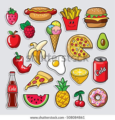 Fashion patch badges in 80s-90s style. Vector illustration.