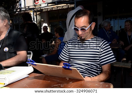 Marseille, France - September 19, 2015 : French cartoonist Raffa at the 4th edition of the International festival of press and political cartoons at l'Estaque.