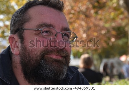 Marseille, France - October 06, 2016 : French cartoonist Gabriel de Dieuleveult alias Gab at the 5th edition of the International festival of press and political cartoons at l'Estaque.