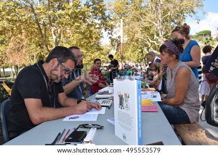 Marseille, France - October 06, 2016 : Cartoonists at the 5th edition of the International festival of press and political cartoons at l'Estaque.