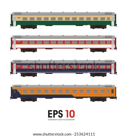 Passenger Train Cars Vector Train 21 Stock Vector 129413936 - Shutterstock