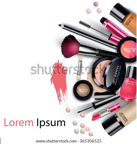 Sets of cosmetics on isolated background.vector