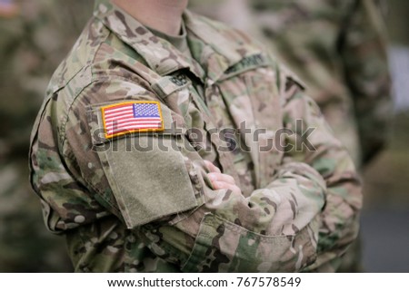 US Army soldiers take part at a military parade