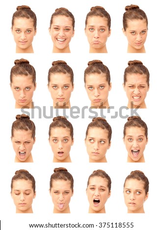 Set Six Faces Showing Different Emotions Stock Photo 61490965 ...