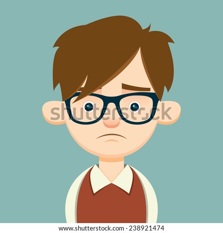 Sad Young Hipster Vector Illustration Eps10 Stock Vector 