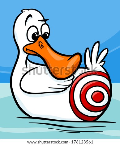 Cartoon Vector Humor Concept Illustration of Sitting Duck Saying or Proverb