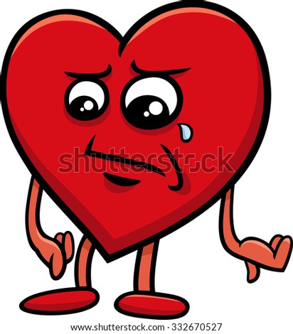 Cartoon Illustration Sad Heart Character On Stock Illustration ...