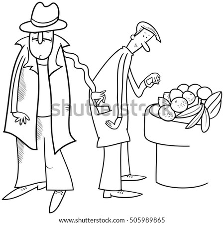 Cartoon Illustration Pickpocket Thief Stealing Wallet Stock Vector ...