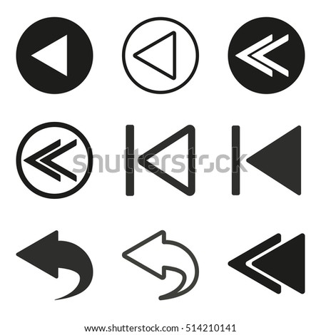 Backward Vector Icon Black On White Stock Vector 275526632 - Shutterstock