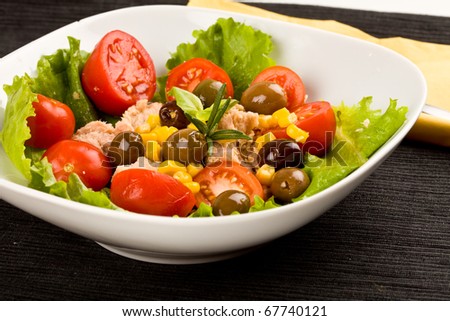 Fresh Salad Bacon Lettuce Tomato Corn Stock Photo 195071396 - Shutterstock