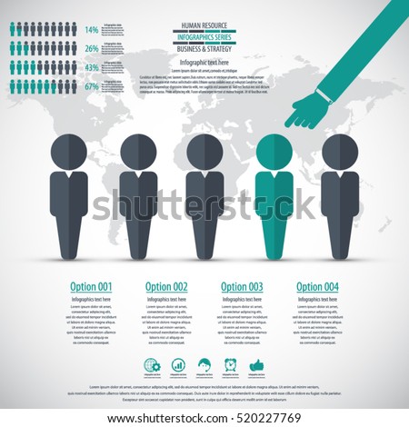 Business management, strategy or human resources infographic. Human resource icon. EPS 10 vector. Can be used for any project