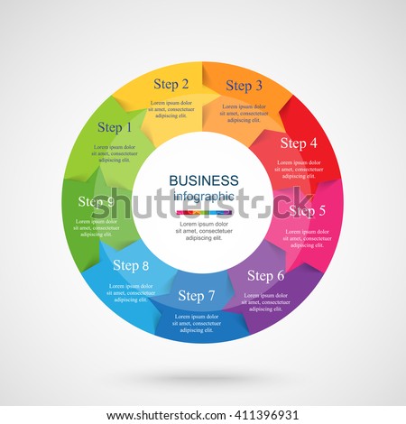 Pie Chart Circle Infographic Template 12 Stock Vector 464224484 Shutterstock Step By Step Infographic Template