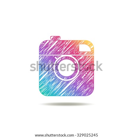 vintage camera painted colors of the rainbow. logo
