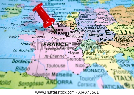 Pushpin Marking On Paris Map Stock Photo 304373561 - Shutterstock