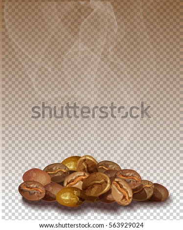 Roasted Coffee Beans With Smoke On A Transparent Background Vector Image Roasted Coffee Beans With Smoke On A Transparent Background Vector Image
