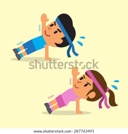 Cartoon Man Woman Doing Side Plank Stock Vector 287763491 - Shutterstock