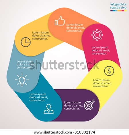 Infographics Step By Step Form Heptagon Stock Vector ...