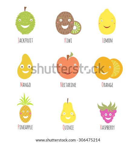 set alphabet fruits berries letters letter stock illustration foods that start with the letter k