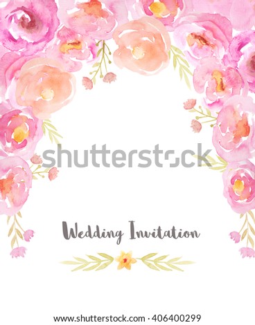 Wedding Invitation Template Hand Painted Watercolor Stock Illustration 405017965 Shutterstock Watercolor Flower Invitation Template