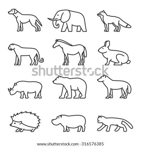 outline icon animals set domestic and wild vector line silhouette dog cat - Animal Outlines To Color outline icon animals set domestic and wild vector line silhouette dog cat - Animal Outlines To Color