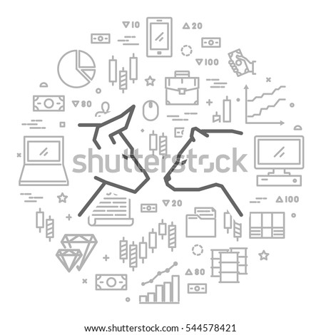 Vector line concept for stock market. Round banner of commodity exchange.