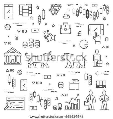 Line vector banner for stock market. Web concept of commodity exchange.
