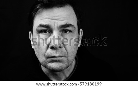 Portrait Rough Face Man Over Dark Stock Photo 60042107 - Shutterstock