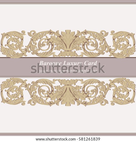 Vintage Baroque Invitation card Imperial style. Vector decor background. Luxury golden ornament. Royal Victorian floral for birthday, wedding, textile print, wallpaper, wrapping. Pink rose quartz