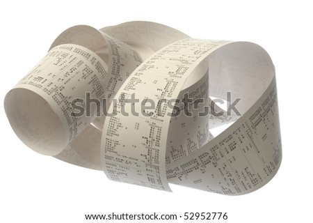 coil of paper from a printing adding machine or cash register