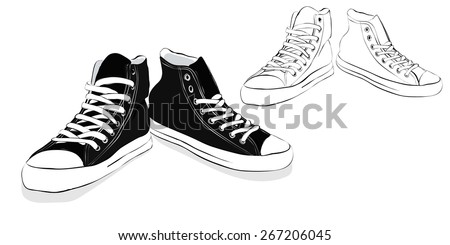 Black White Sneakers Set Stock Vector 96064859 - Shutterstock